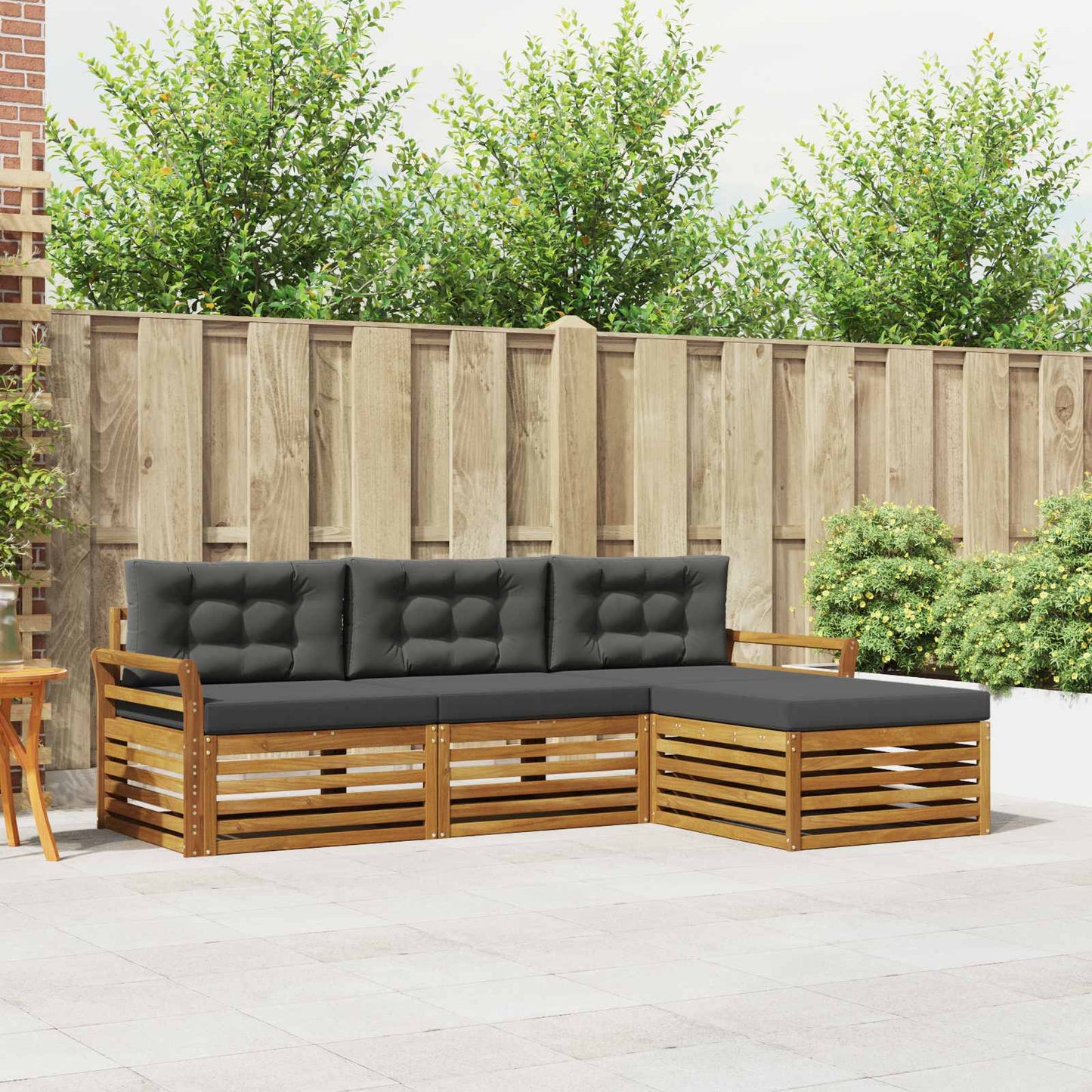 Set di divani da esterno con cuscino 4 pcs Naturale e Antracite