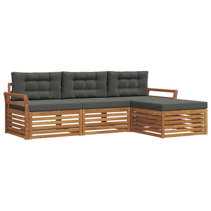 Set di divani da esterno con cuscino 4 pcs Naturale e Antracite