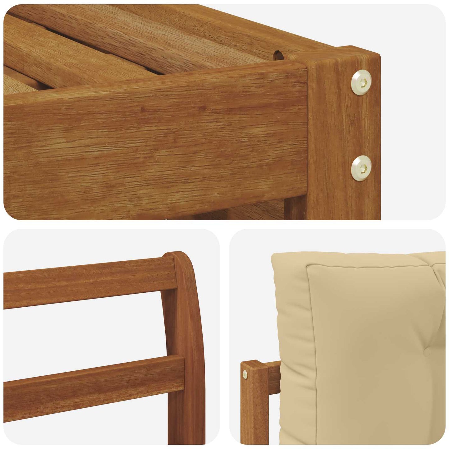 Set di divani da esterno con cuscino 4 pcs Naturale e Beige