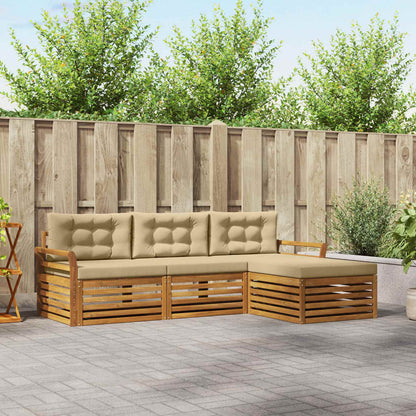 Set di divani da esterno con cuscino 4 pcs Naturale e Beige