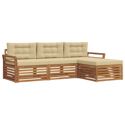Set di divani da esterno con cuscino 4 pcs Naturale e Beige