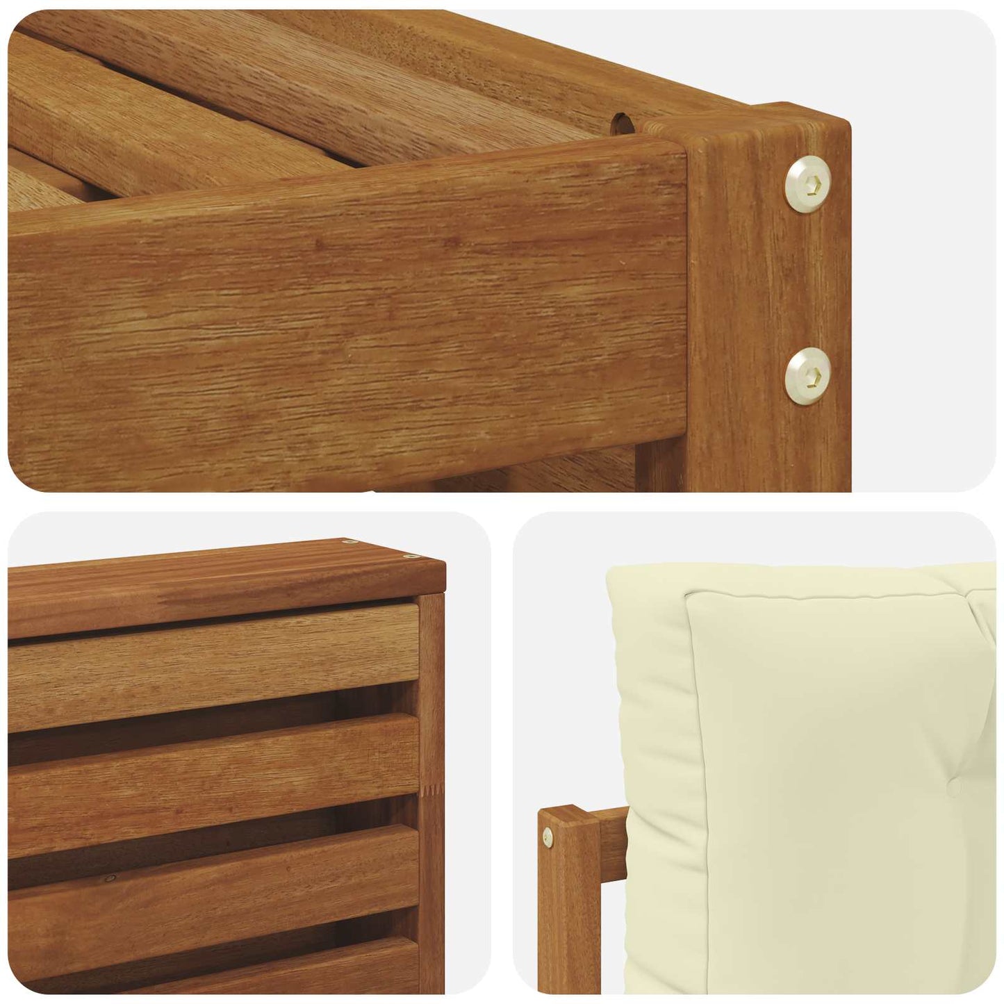 Set di divani da esterno con cuscino 4 pcs Naturale e Crema