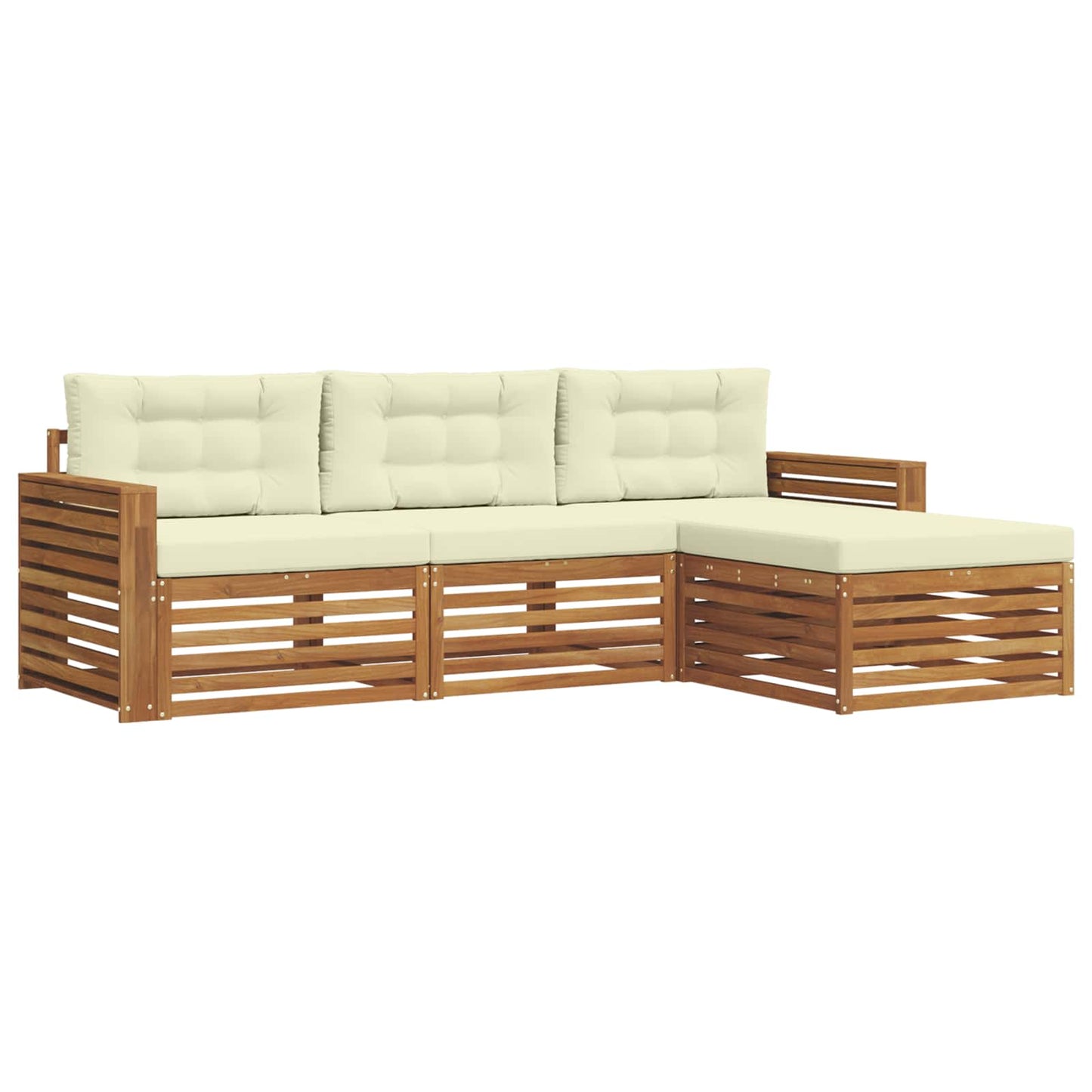 Set di divani da esterno con cuscino 4 pcs Naturale e Crema