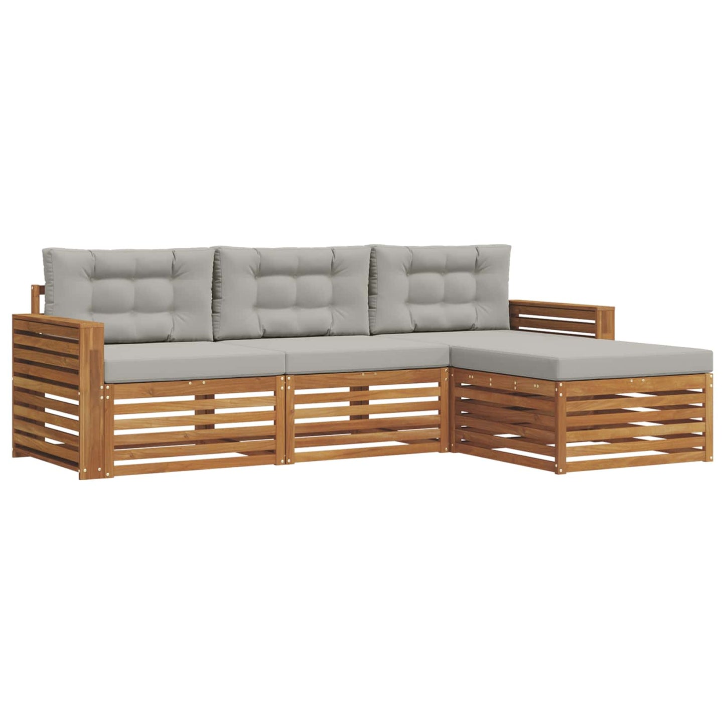 Set di divani da esterno 4 pcs Grigio Naturale e Chiaro