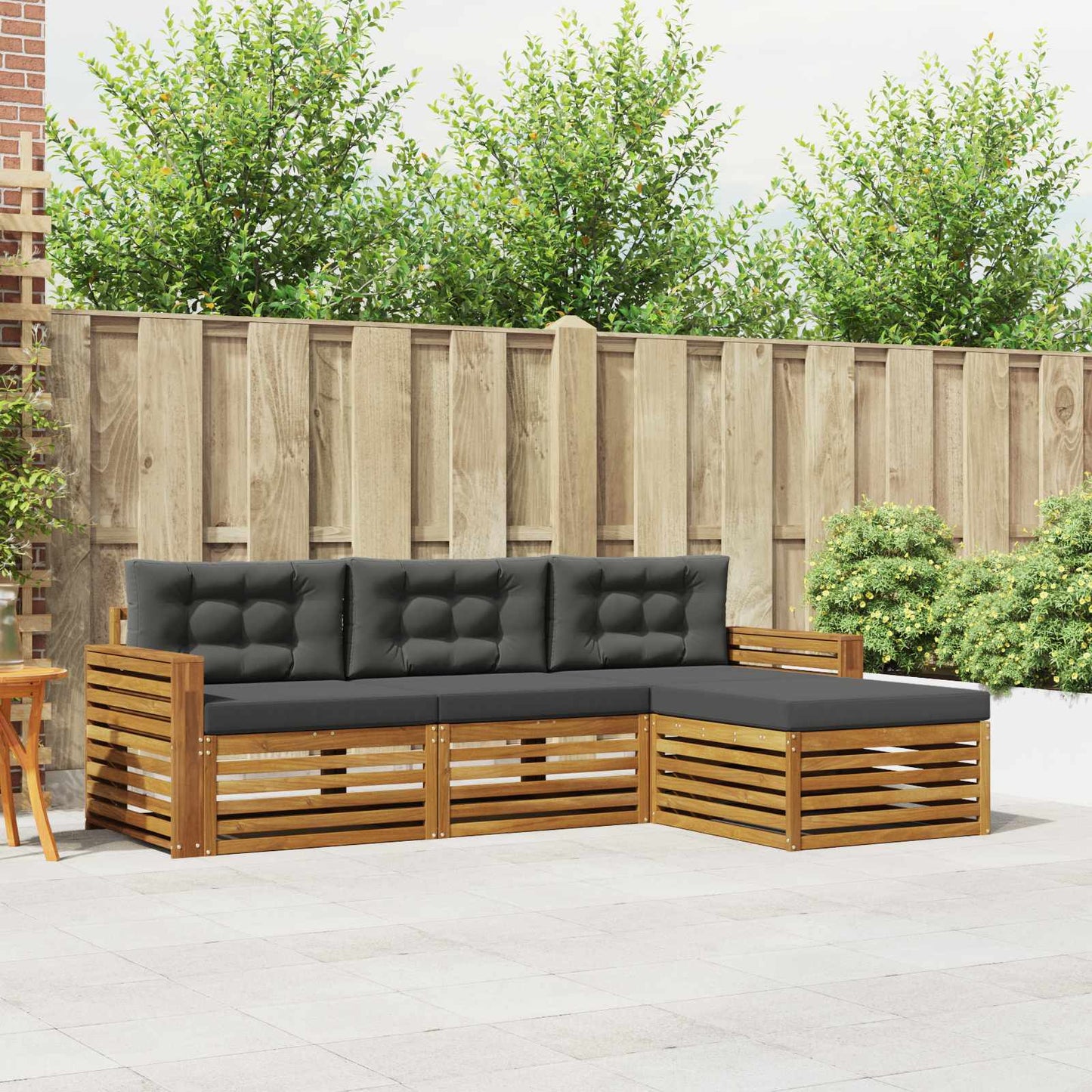 Set di divani da esterno con cuscino 4 pcs Naturale e Antracite