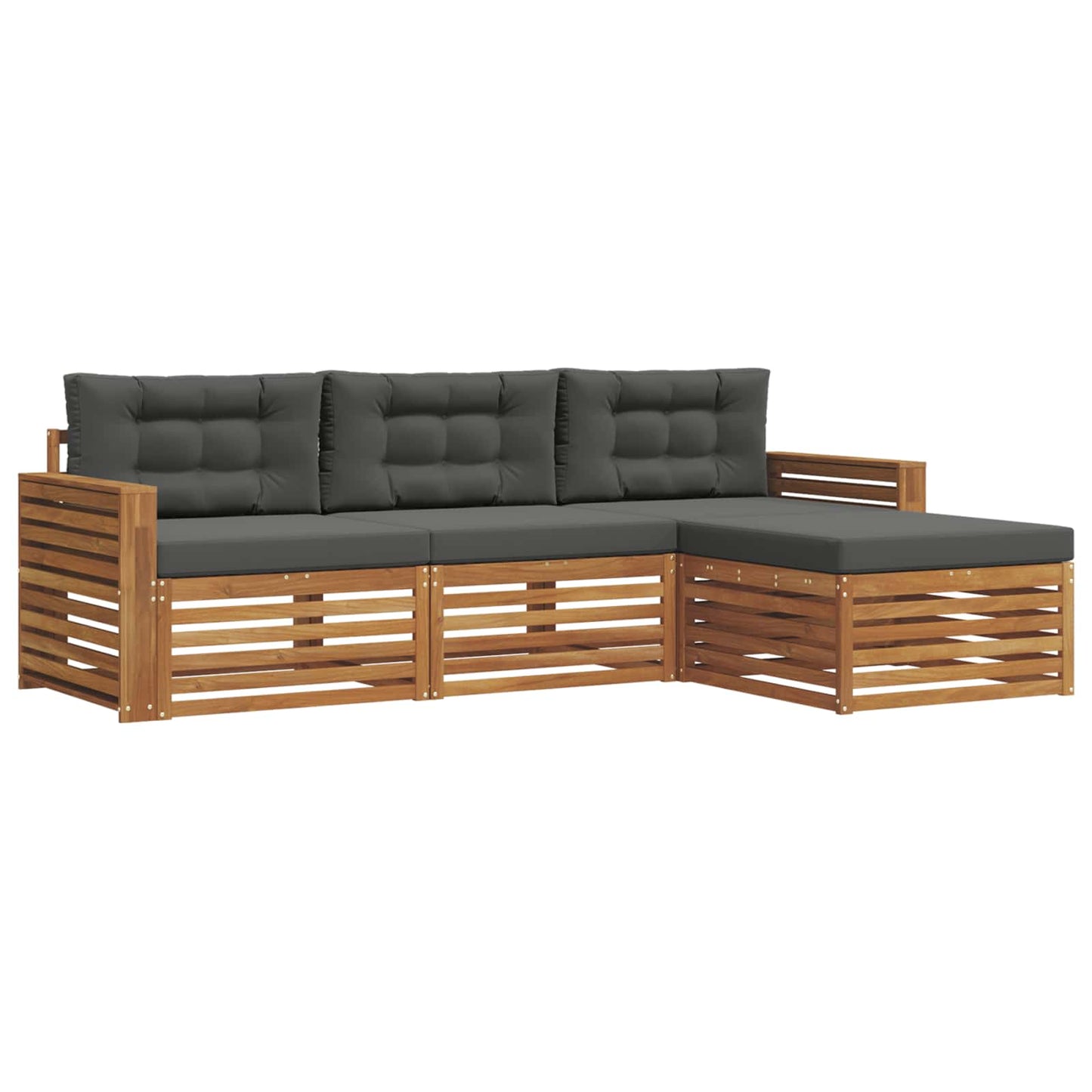 Set di divani da esterno con cuscino 4 pcs Naturale e Antracite