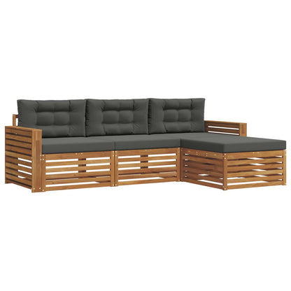 Set di divani da esterno con cuscino 4 pcs Naturale e Antracite