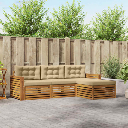 Set di divani da esterno con cuscino 4 pcs Naturale e Beige