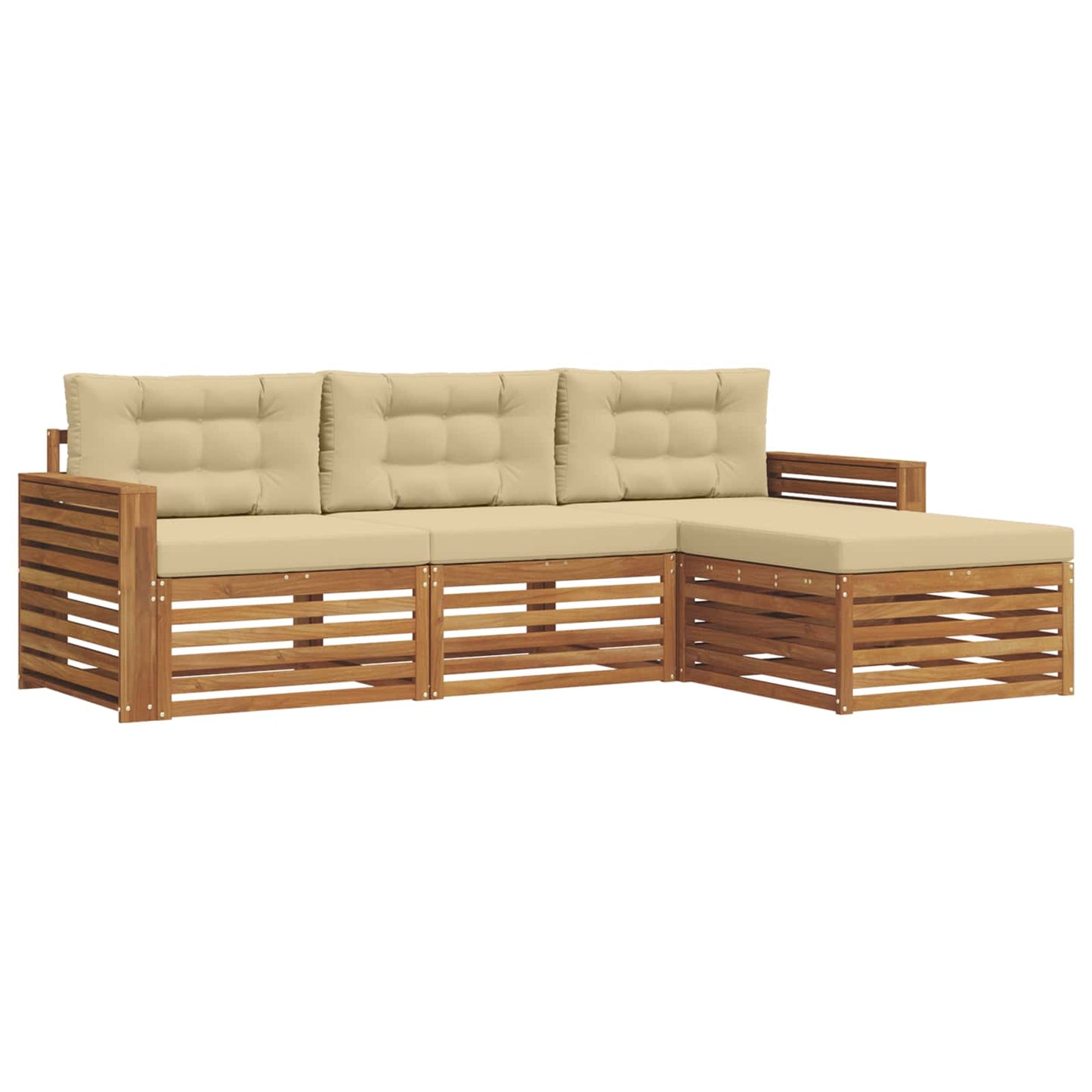 Set di divani da esterno con cuscino 4 pcs Naturale e Beige