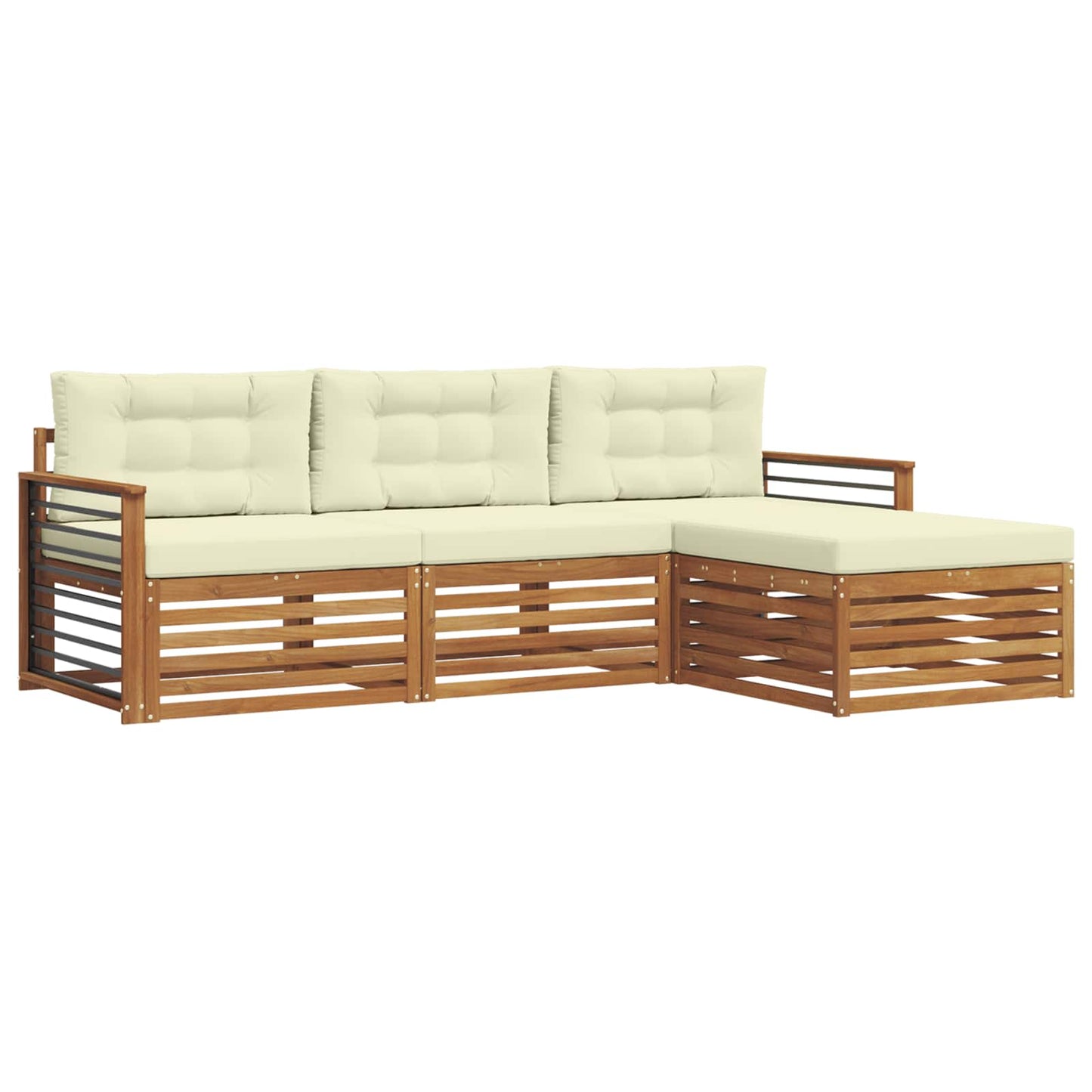Set di divani da esterno con cuscino 4 pcs Naturale e Crema