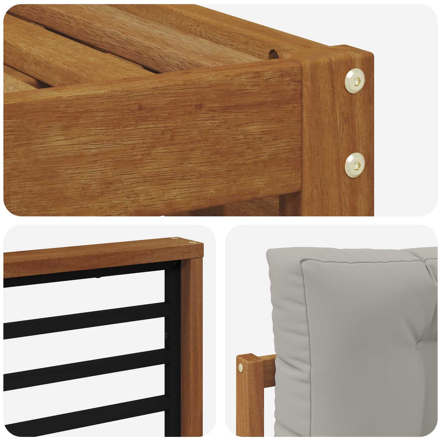 Set di divani da esterno 4 pcs Grigio Naturale e Chiaro