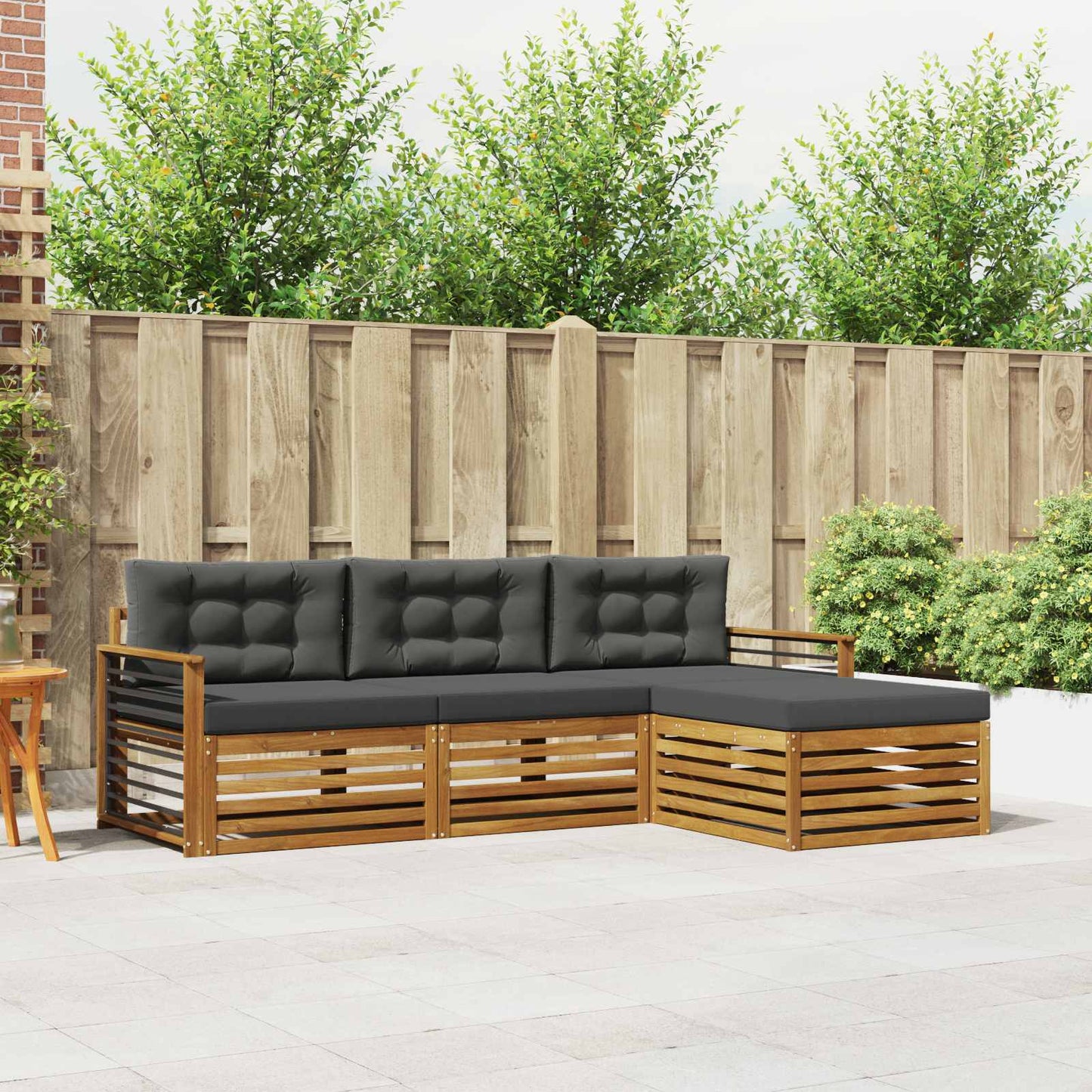 Set di divani da esterno con cuscino 4 pcs Naturale e Antracite