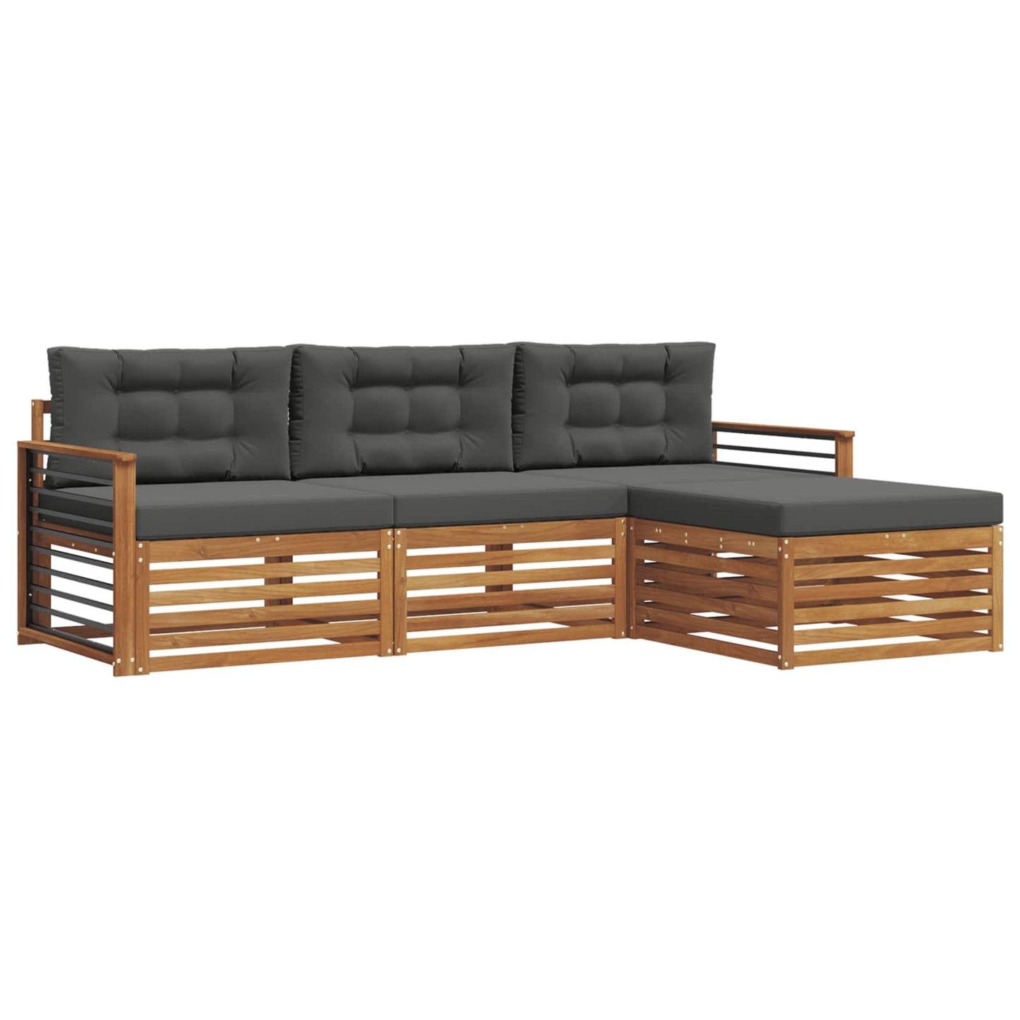 Set di divani da esterno con cuscino 4 pcs Naturale e Antracite