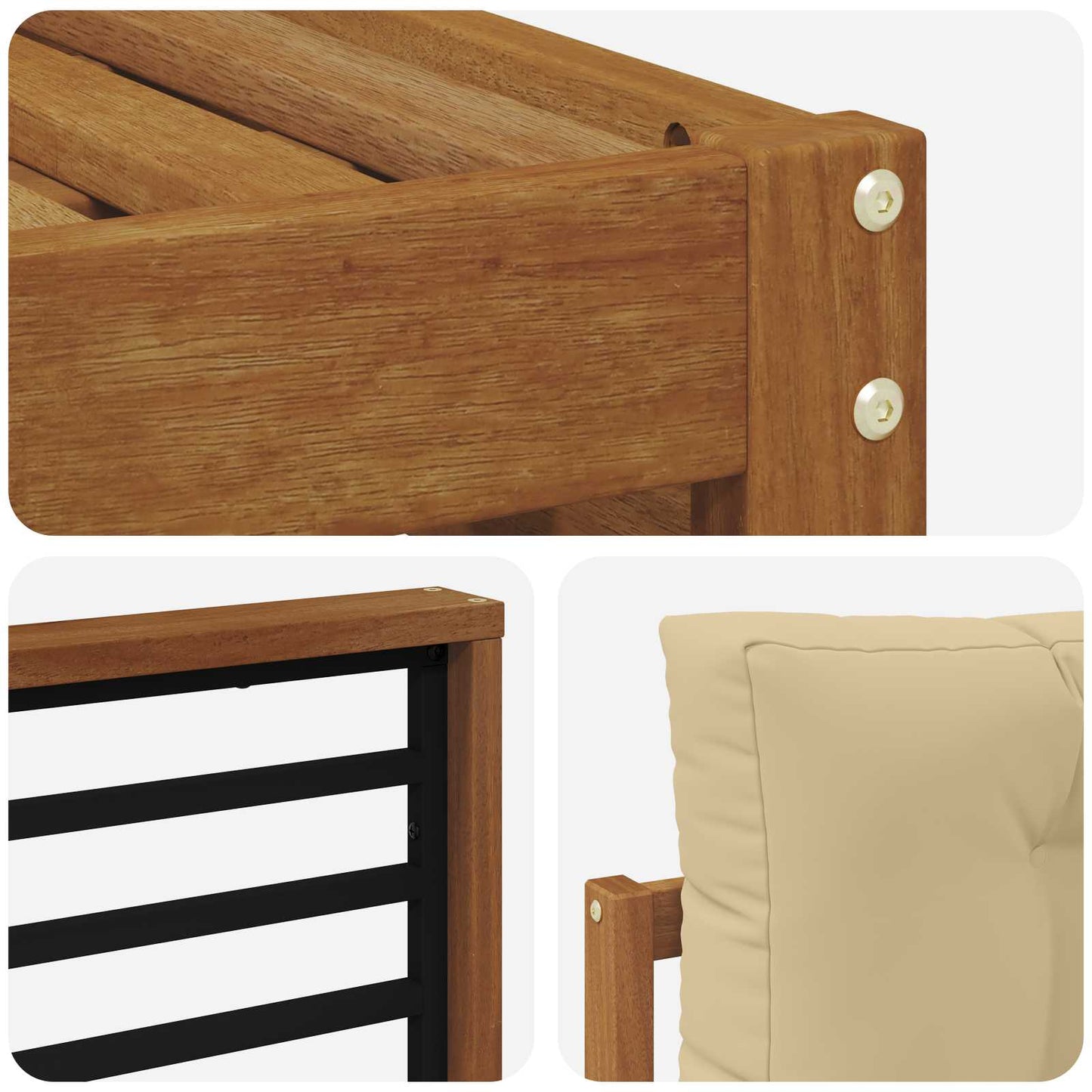 Set di divani da esterno con cuscino 4 pcs Naturale e Beige