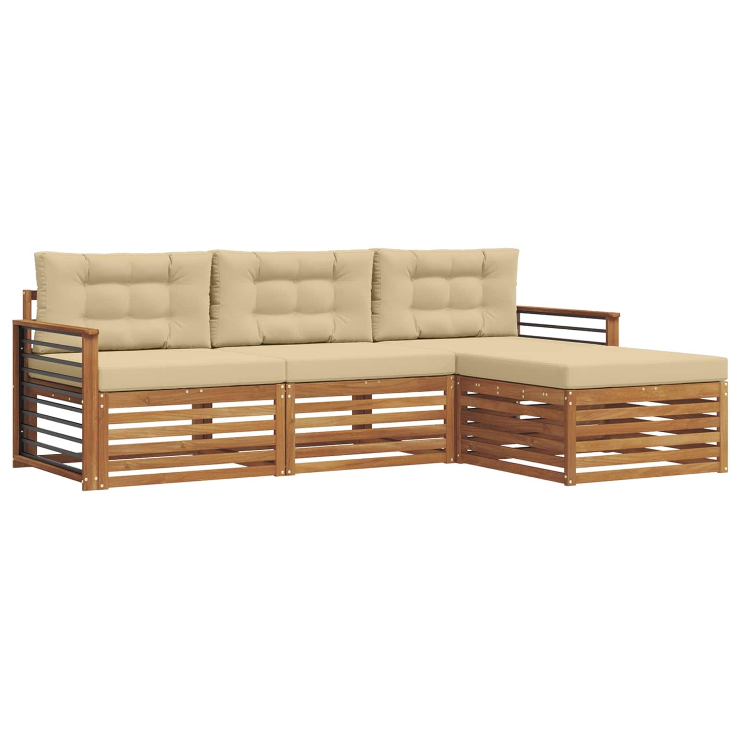 Set di divani da esterno con cuscino 4 pcs Naturale e Beige