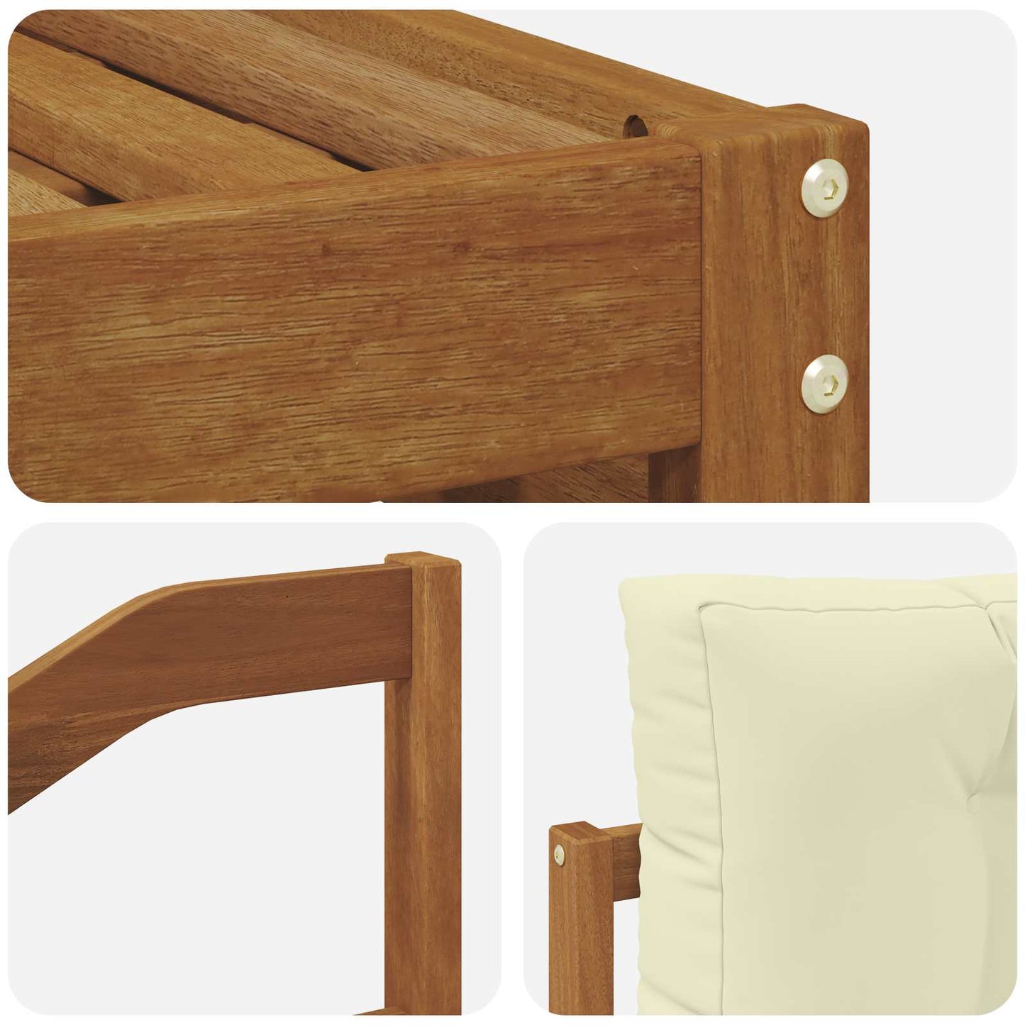 Set di divani da esterno con cuscino 4 pcs Naturale e Crema