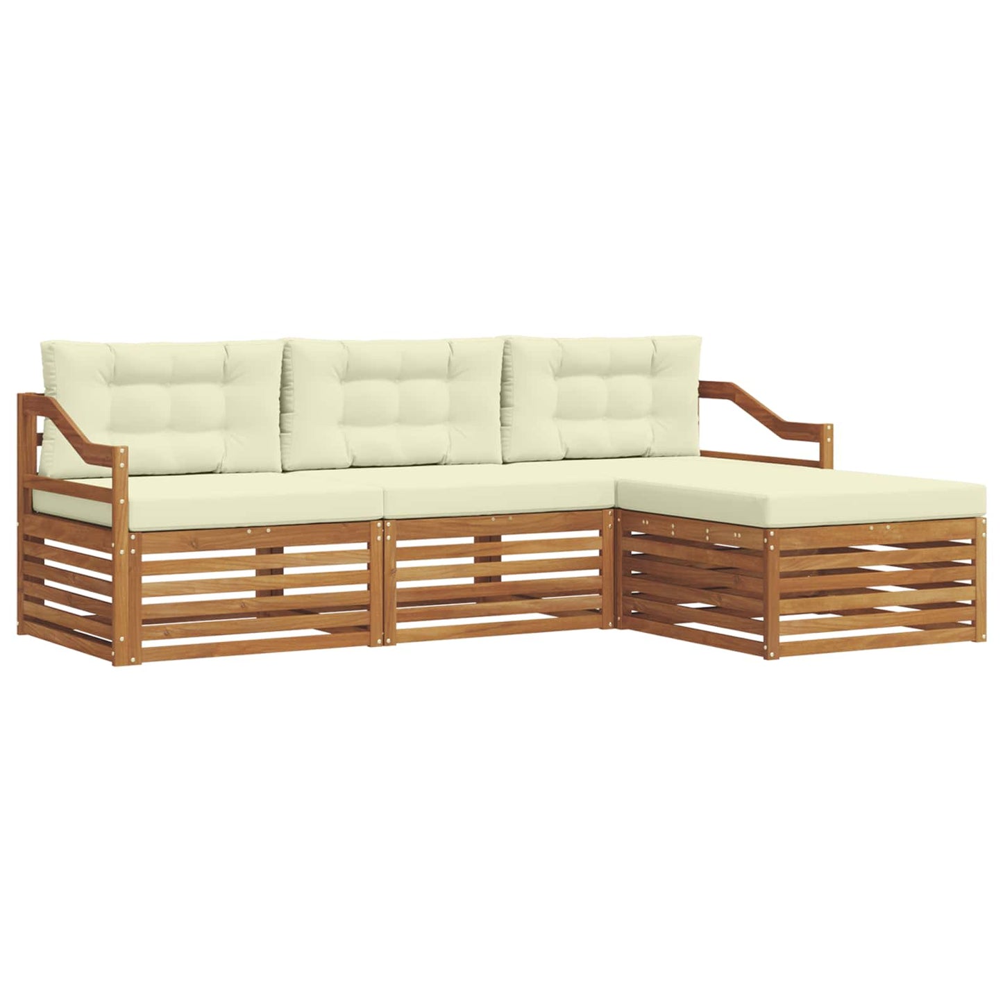 Set di divani da esterno con cuscino 4 pcs Naturale e Crema