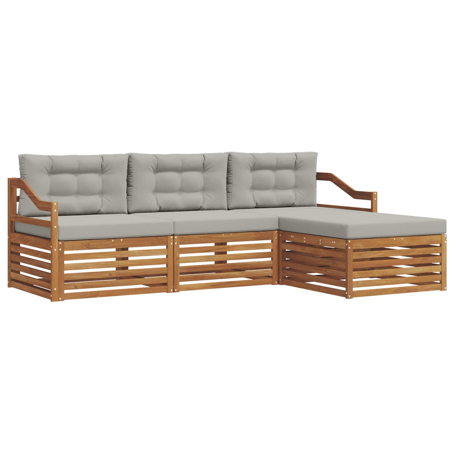 Set di divani da esterno 4 pcs Grigio Naturale e Chiaro