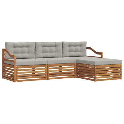 Set di divani da esterno 4 pcs Grigio Naturale e Chiaro