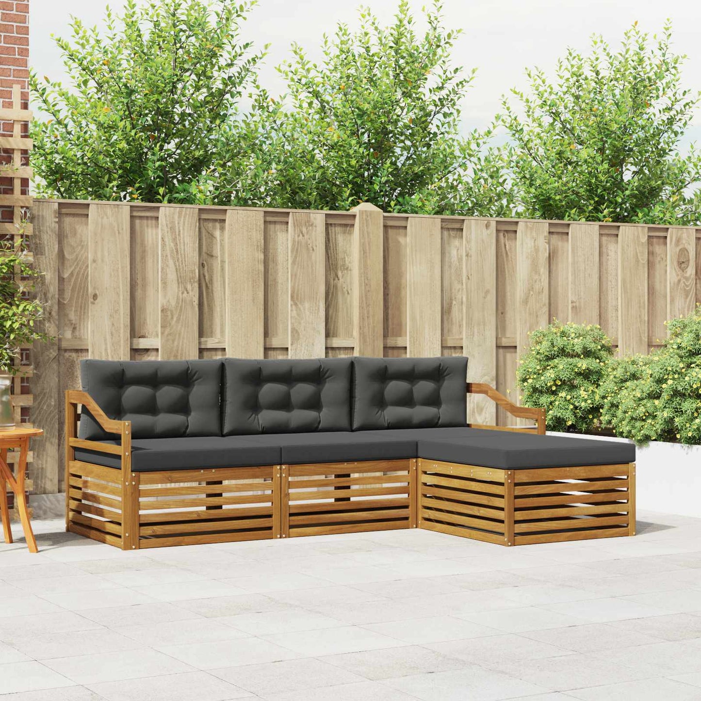 Set di divani da esterno con cuscino 4 pcs Naturale e Antracite