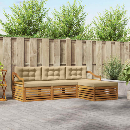 Set di divani da esterno con cuscino 4 pcs Naturale e Beige