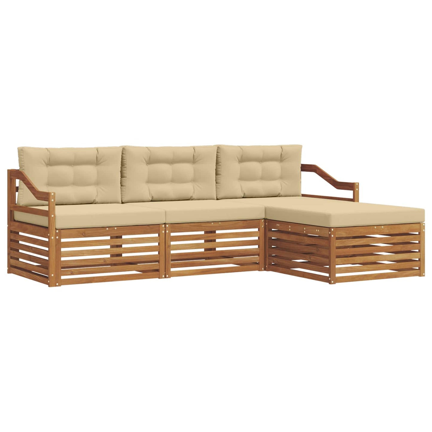 Set di divani da esterno con cuscino 4 pcs Naturale e Beige