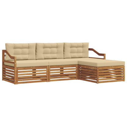 Set di divani da esterno con cuscino 4 pcs Naturale e Beige