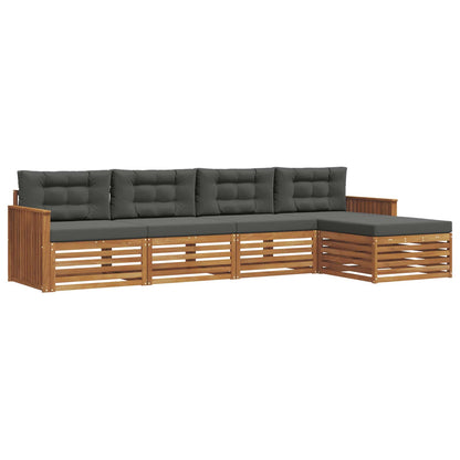 Set di divani da esterno con cuscino 5 pcs Naturale e Antracite
