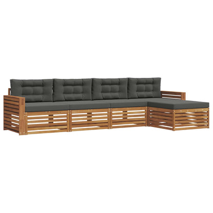 Set di divani da esterno con cuscino 5 pcs Naturale e Antracite