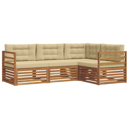 Set di divani da esterno con cuscino 4 pcs Naturale e Beige