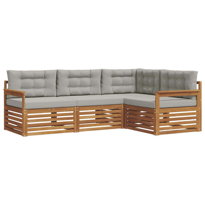 Set di divani da esterno 4 pcs Grigio Naturale e Chiaro