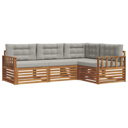 Set di divani da esterno 4 pcs Grigio Naturale e Chiaro