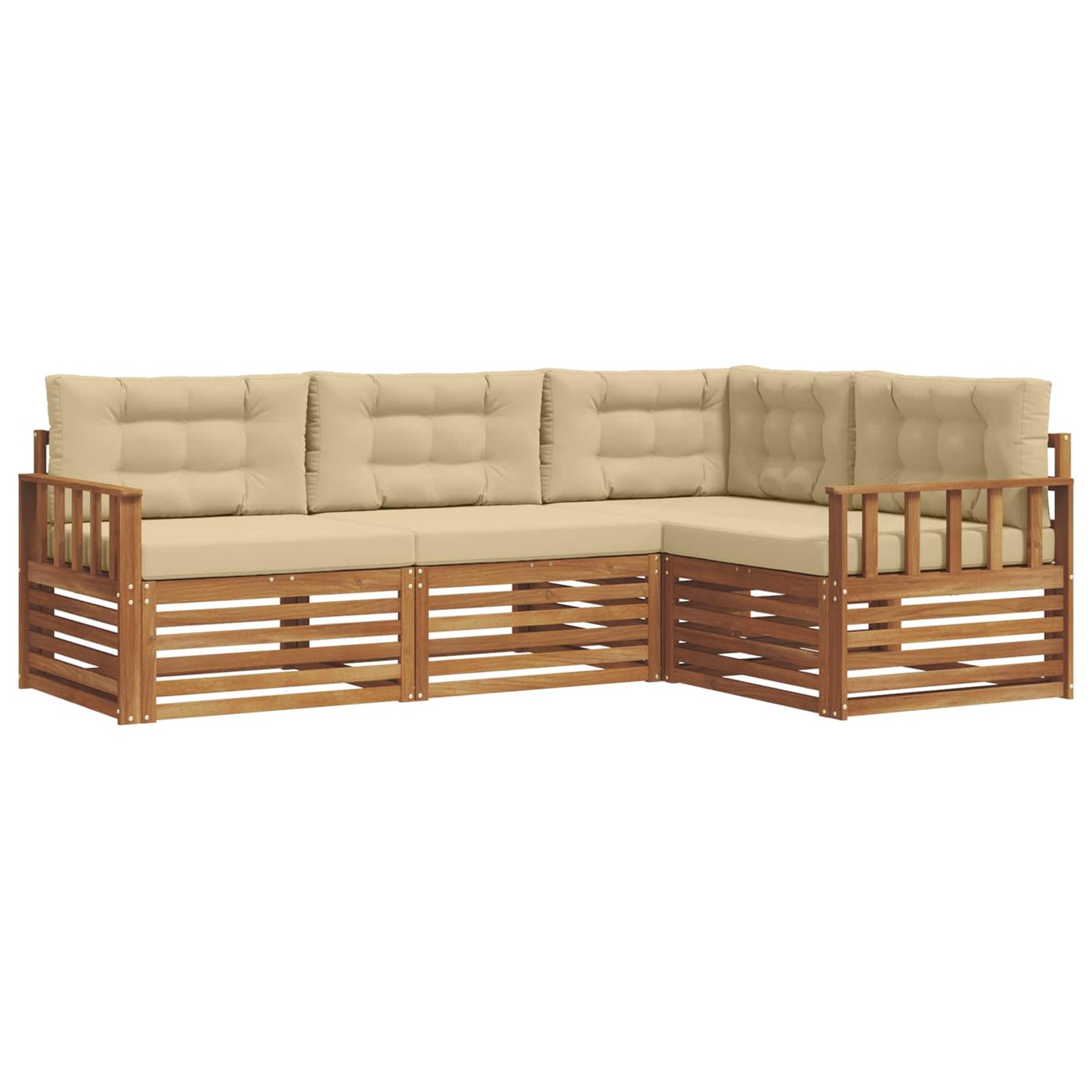 Set di divani da esterno con cuscino 4 pcs Naturale e Beige