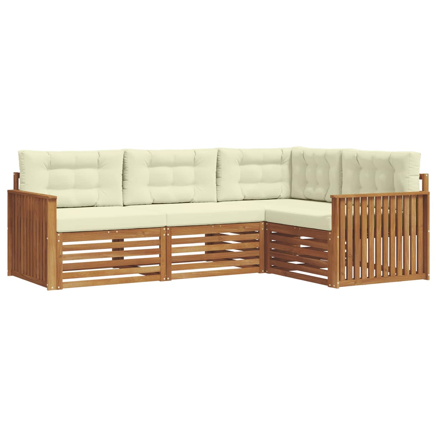 Set di divani da esterno con cuscino 4 pcs Naturale e Crema
