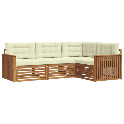 Set di divani da esterno con cuscino 4 pcs Naturale e Crema