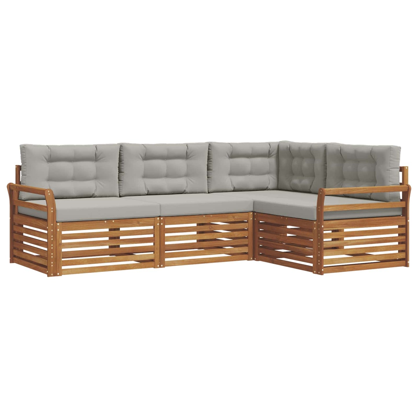 Set di divani da esterno 4 pcs Grigio Naturale e Chiaro