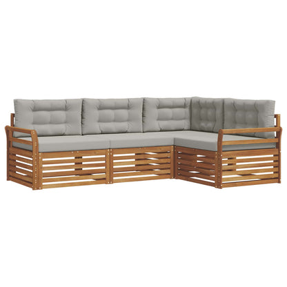 Set di divani da esterno 4 pcs Grigio Naturale e Chiaro