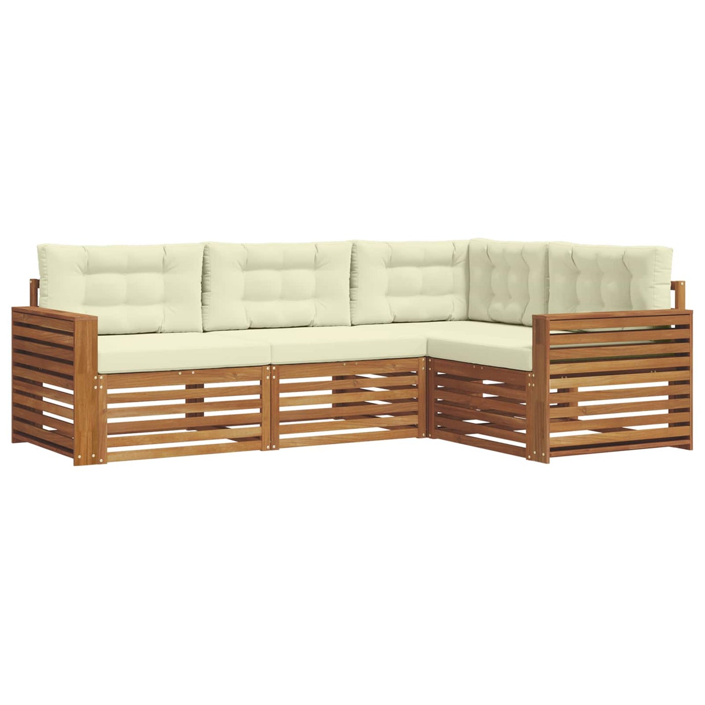 Set di divani da esterno con cuscino 4 pcs Naturale e Crema