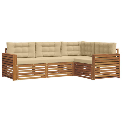 Set di divani da esterno con cuscino 4 pcs Naturale e Beige