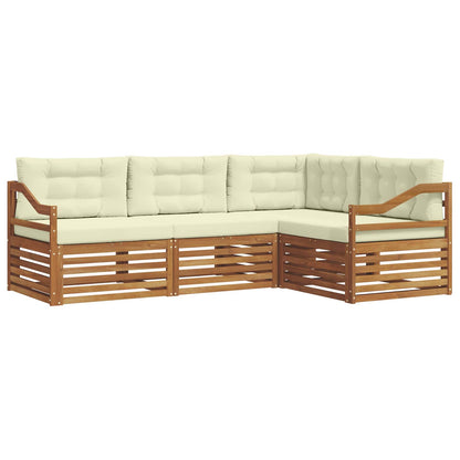 Set di divani da esterno con cuscino 4 pcs Naturale e Crema