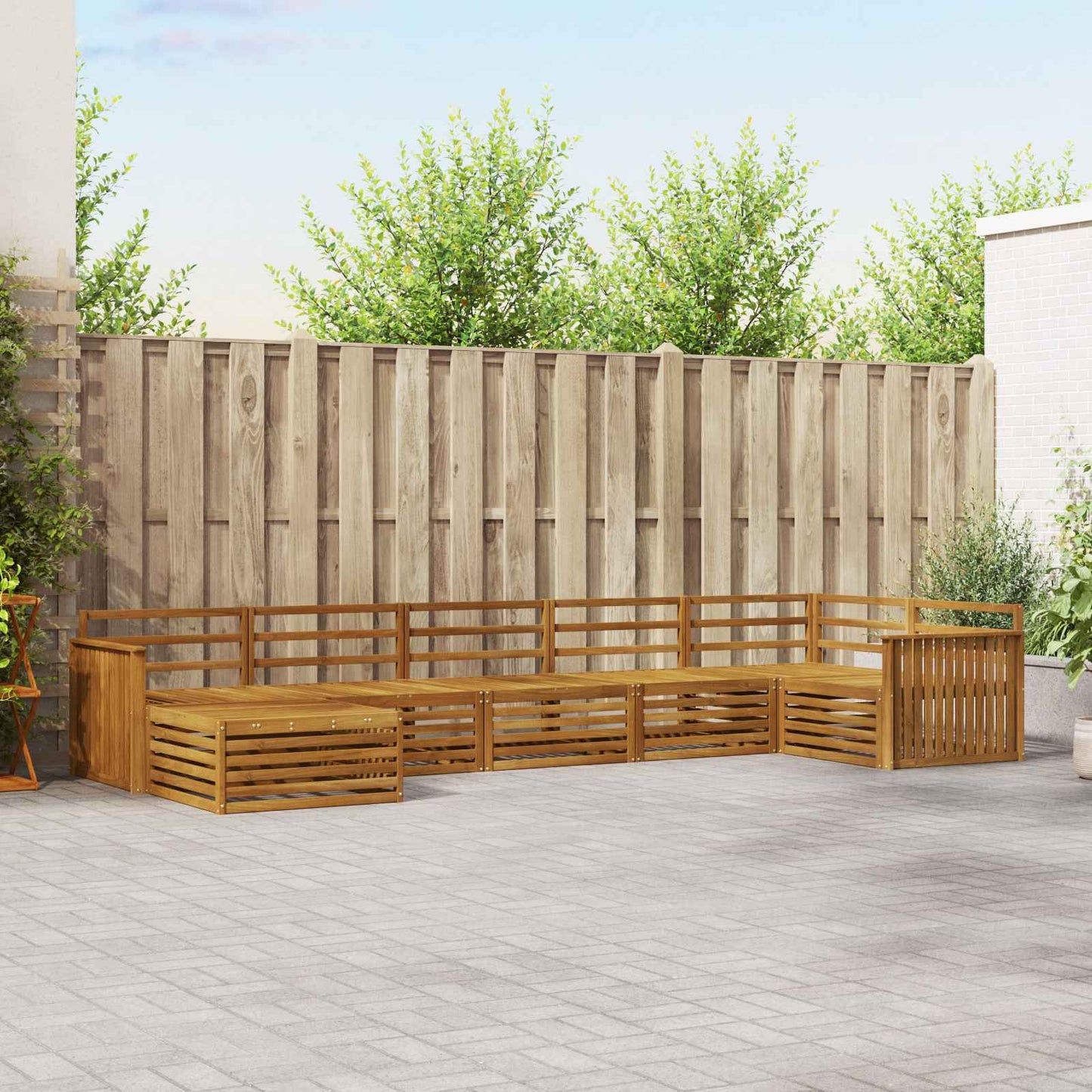 Set divani 7 pcs Naturale Legno di Acacia Massello