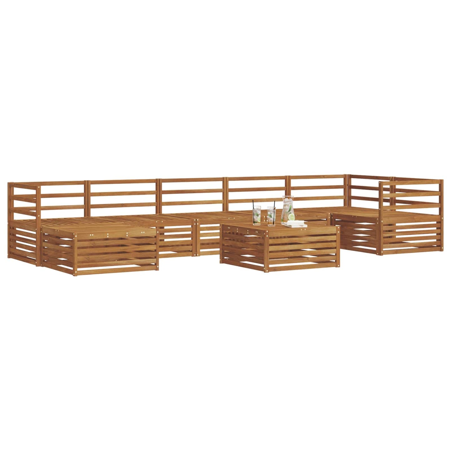 Set divani 8 pcs Naturale Legno di Acacia Massello