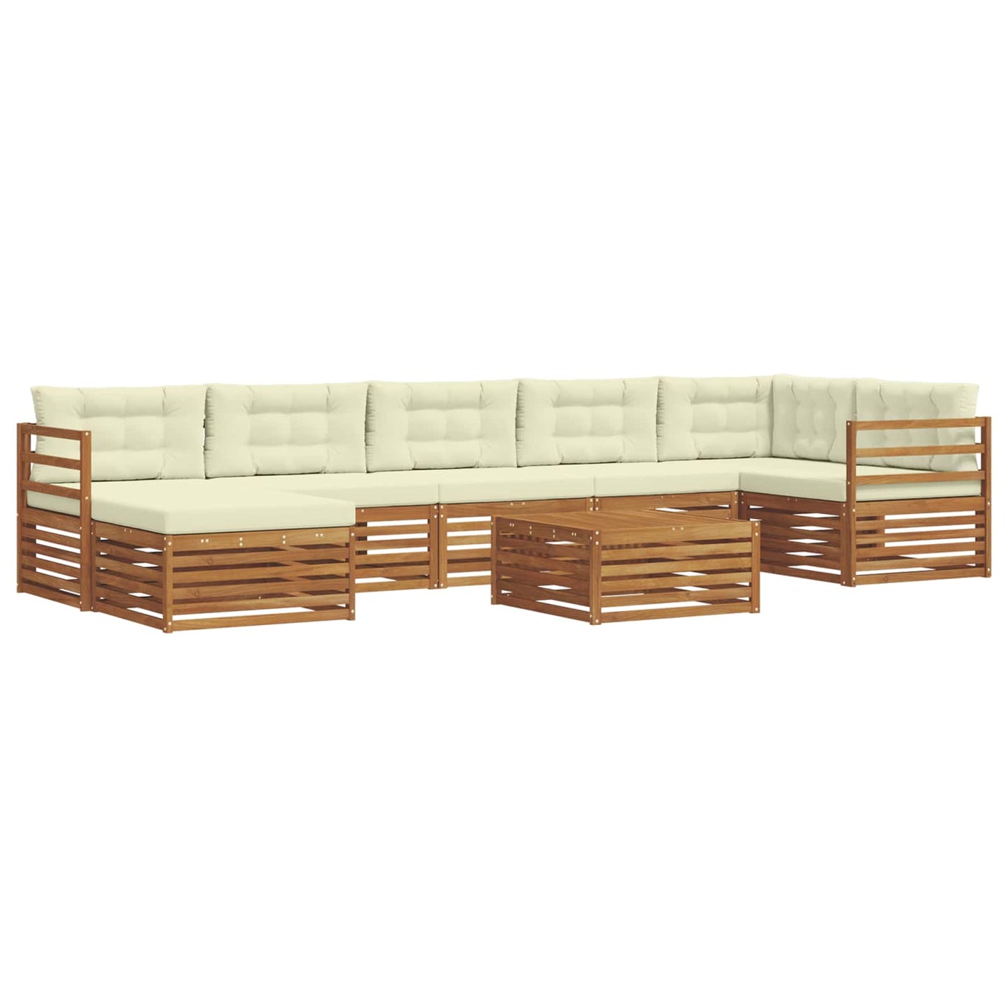 Set divani 8 pcs Naturale e Crema Legno di Acacia Massello