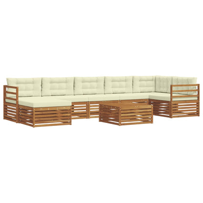 Set divani 8 pcs Naturale e Crema Legno di Acacia Massello
