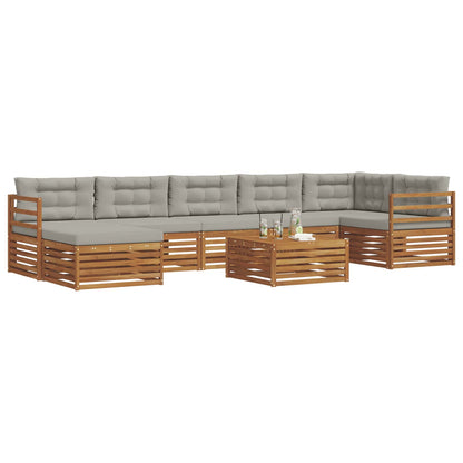 Set divani con cuscino 8 pcs Grigio Naturale e Chiaro