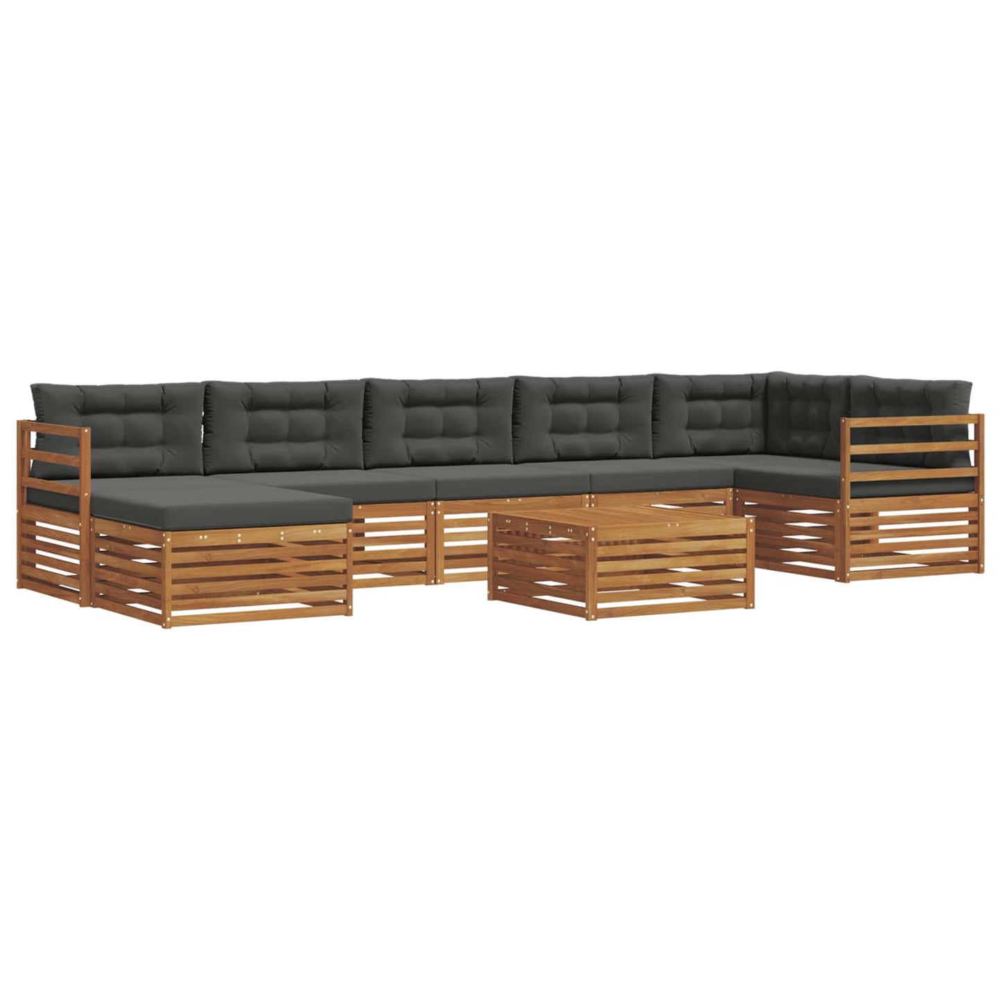 Set divani 8 pcs Naturale e Antracite Legno di Acacia Massello
