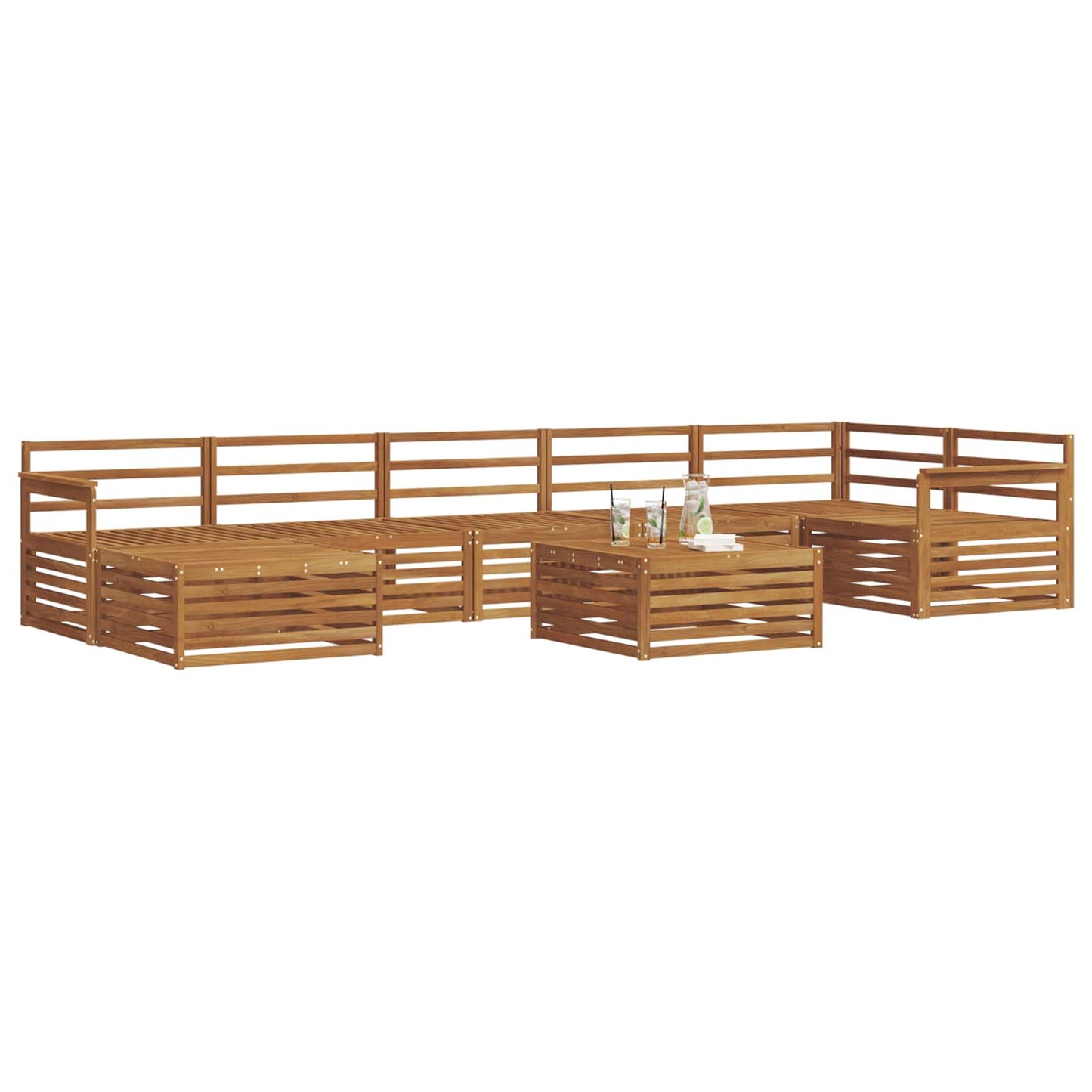 Set divani 8 pcs Naturale Legno di Acacia Massello