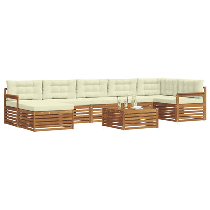 Set divani 8 pcs Naturale e Crema Legno di Acacia Massello