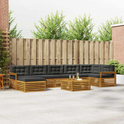 Set divani 8 pcs Naturale e Antracite Legno di Acacia Massello
