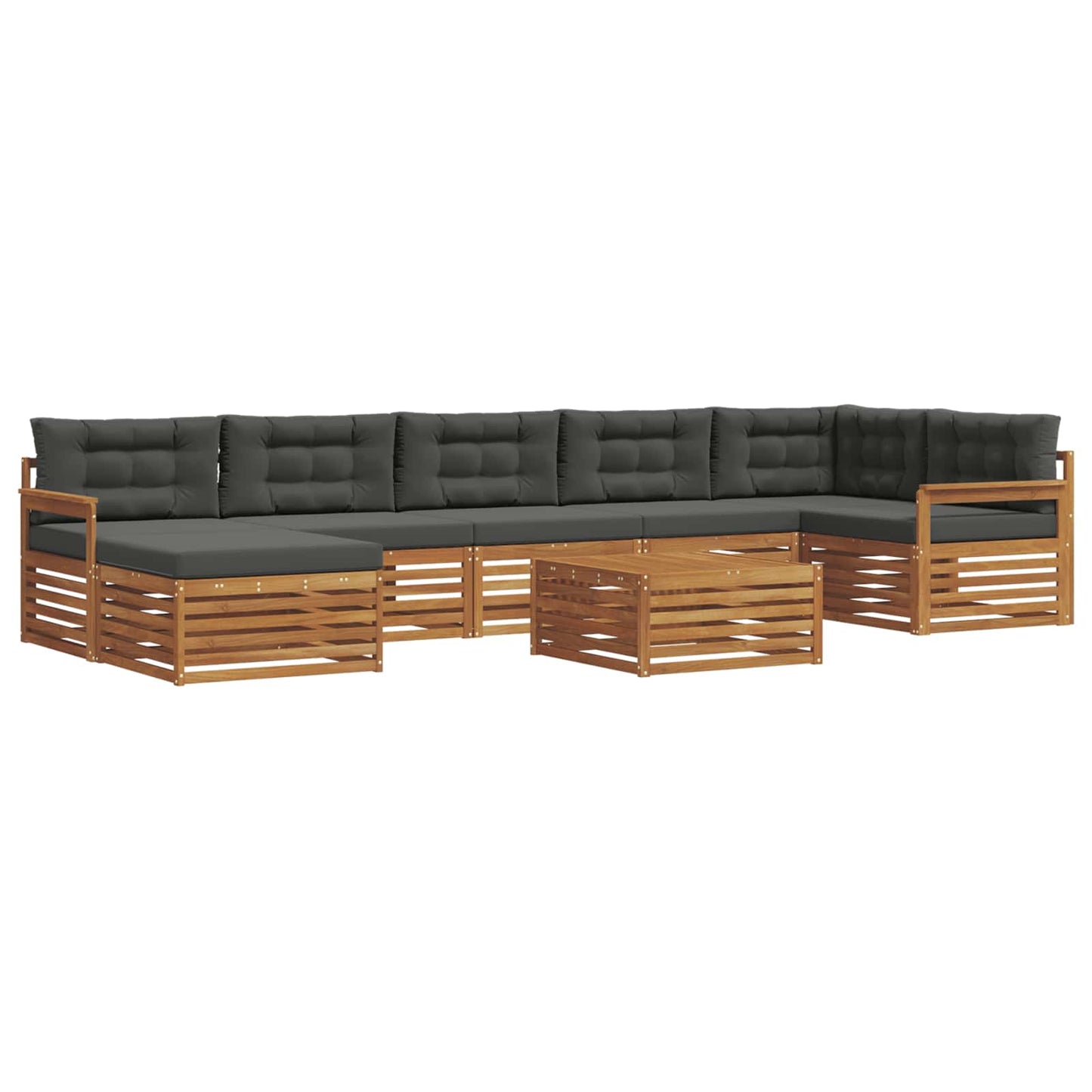 Set divani 8 pcs Naturale e Antracite Legno di Acacia Massello